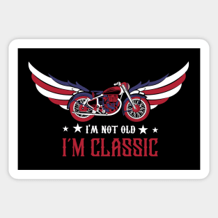 I'm Not Old I'm Classic Vintage Bike amrecrican flag Sticker